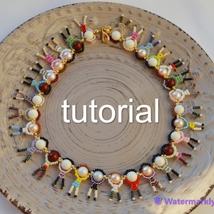 Beads people body union choker necklace tutorial /pattern / bead metal wire weaving