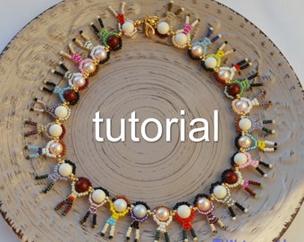 Beads people body union choker necklace tutorial /pattern / bead metal wire weaving