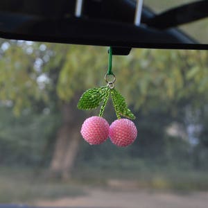 cherry Car accessories for women Rear view mirror charm for accessories Tangerine charm beaded car charm orange car charm image 8