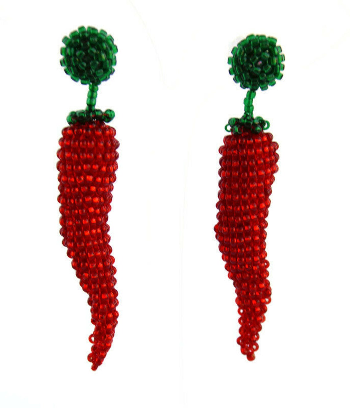 Red Hot Chili Pepper Earrings Beaded Food Earrings Etsy