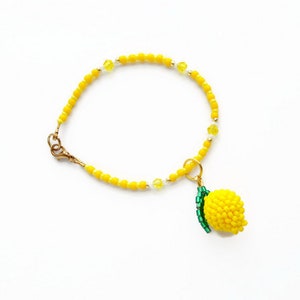 Lemon Beaded Bracelet with charms fruit jewelry Friendship Beads bracelets fruits