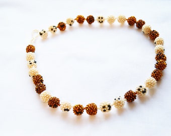 Smiley face Beads choker necklace  for women/ Beaded funny  jewelry/ beige /Brown /y2k necklace choker