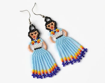 Native Americans Beaded Jewelry Lady Earrings native jewelry Fiesta Doll Earrings Fringe earrings Tassel Seed bead