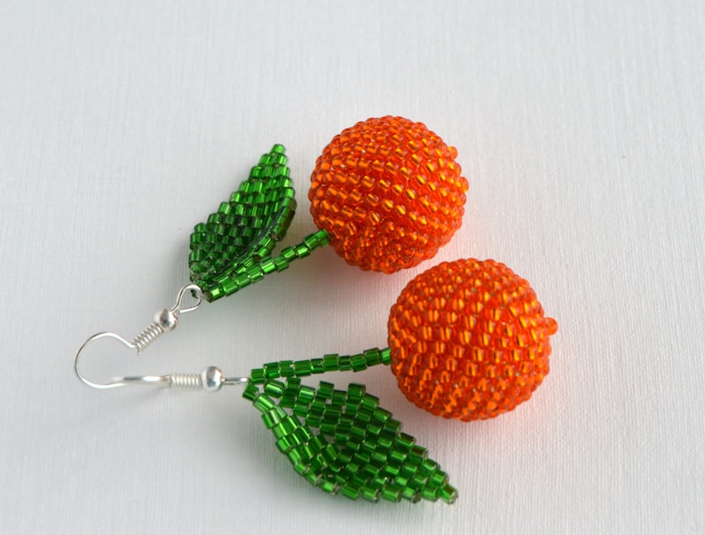 Fruit Earrings/ Lemon Beaded Earrings/ Dangle Earrings/ Gift Etsy