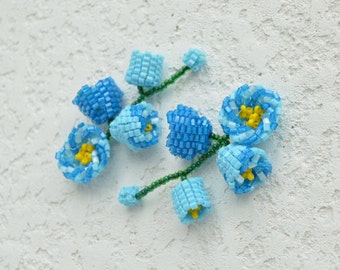 Blue Poppy Beaded Earrings Dangle Flower Jewelry Seed bead earrings gifts for sister birthday