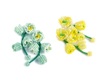 Flower Beaded earrings dangle Seed bead Bell Handmade jewelry Lily of the valley