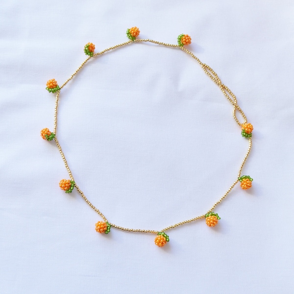 Orange Bead Necklace - Etsy