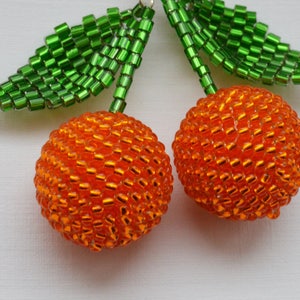 cherry Car accessories for women Rear view mirror charm for accessories Tangerine charm beaded car charm orange car charm image 3