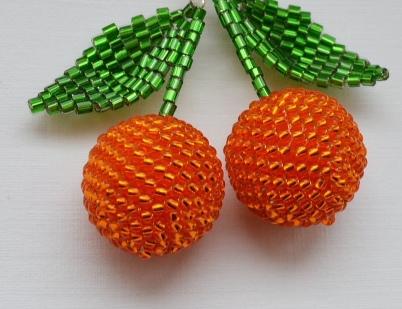 cherry Car accessories for women Rear view mirror charm for accessories Tangerine charm beaded car charm orange car charm image 3