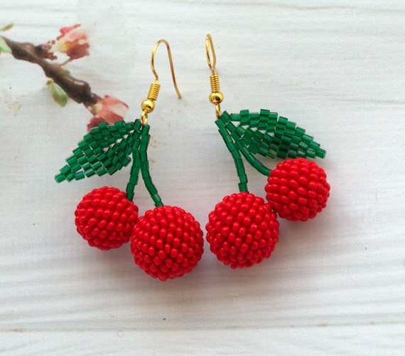 Beaded fruit earrings best sale