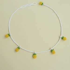 Perlen Choker Halskette für Frauen Ananas Frucht mit Anhänger Perlen Tutti Frutti Miniatur Essen Obst Schmuck
