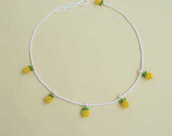 Beads pearls choker necklace  for women pineapple fruit with pendant Beaded Tutti Frutti Miniature Food  Fruit jewelry