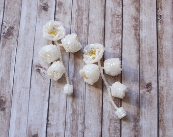 Matrimonio Papaveri avorio Fiore Orecchini perline gioielli Orecchini boho leggeri Bell Gioielli fatti a mano Giglio della valle