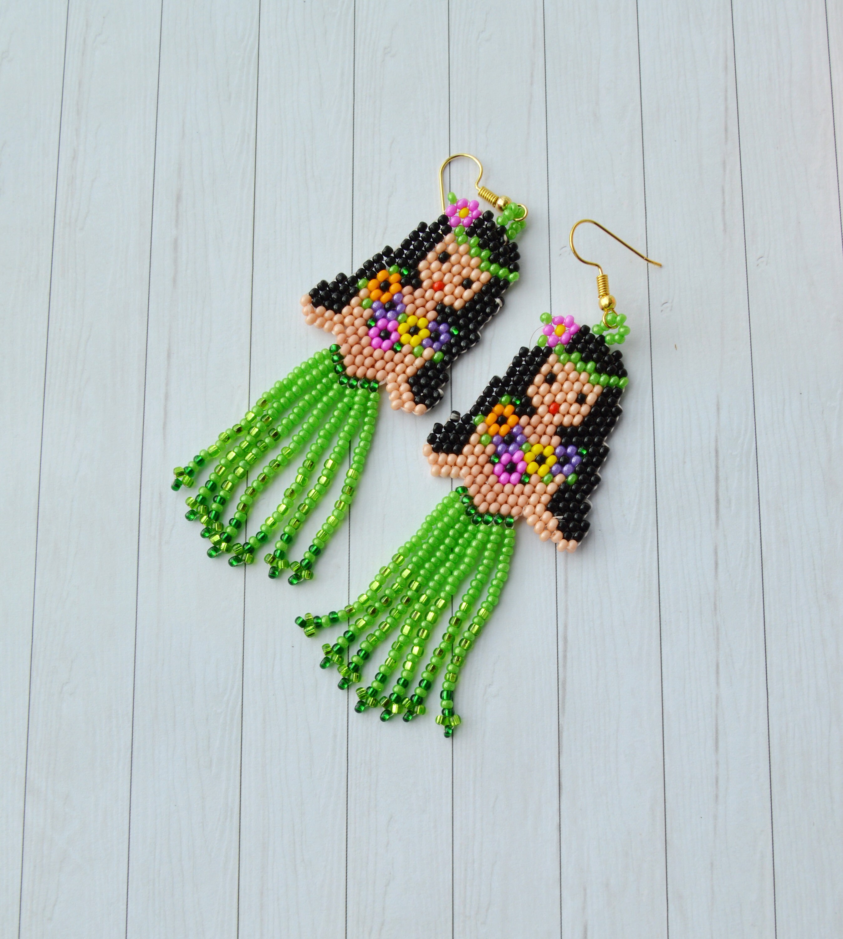 Beaded Dangle Earrings Tassel Hula Girl Gift for Her Jewelry Etsy