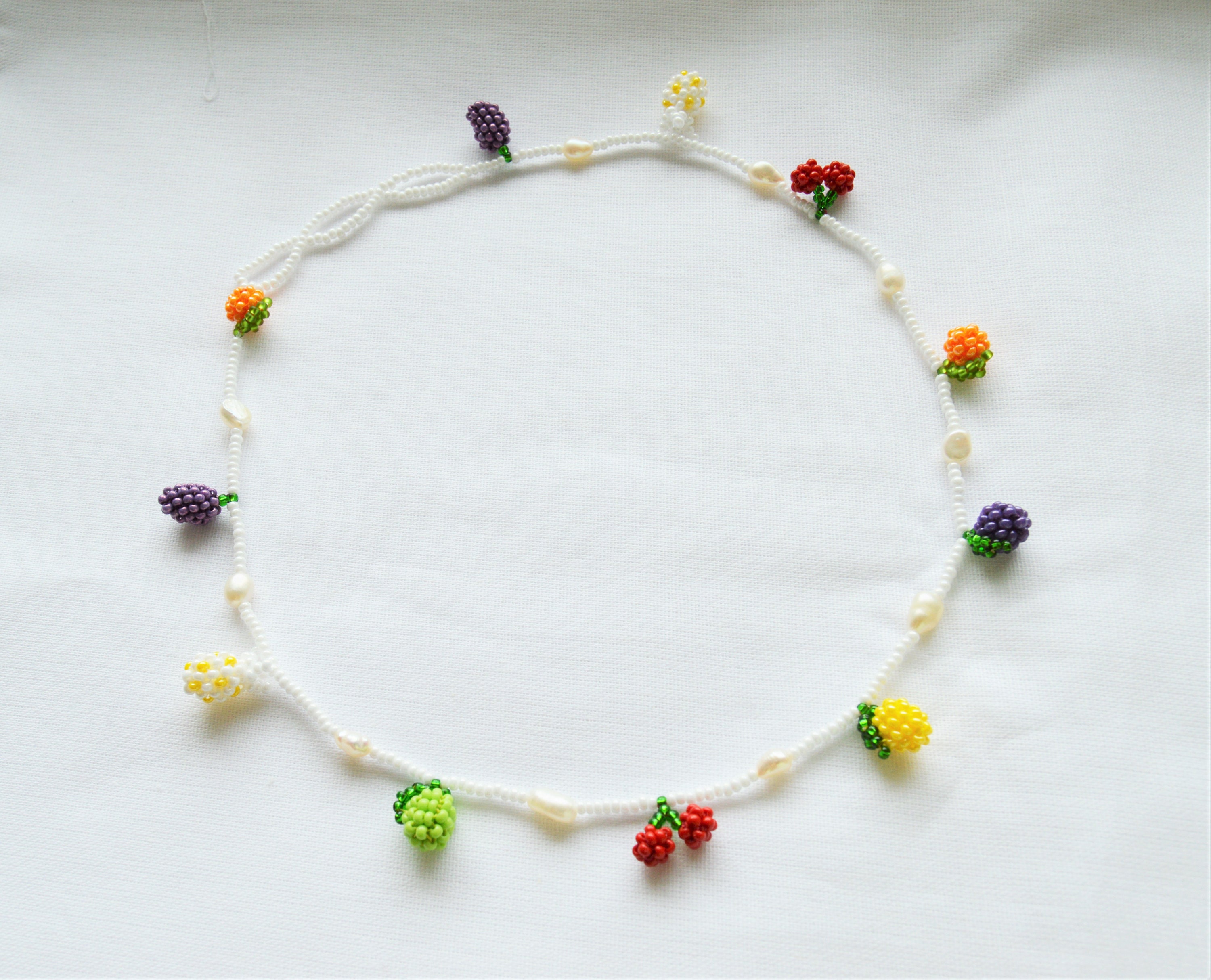 Tiny Fruits Beads Necklace for Women With Pearls Fruit Etsy