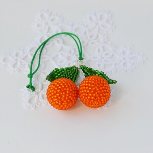cherry Car accessories for women Rear view mirror charm for accessories Tangerine charm beaded car charm orange car charm image 5