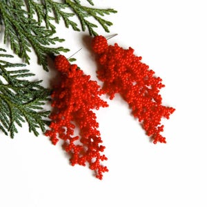 Boho Perlen Ohrringe Rote Koralle Ohrringe Frauen Geschenk Koralle Schmuck Quasten Ohrringe Geschenk für Frauen Geschenk| Für| Ihr Geschenk| Für| Frau Ohrringe