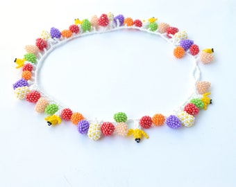 Fruits Beaded Charm Necklace for women, Colorful Fruit choker necklace for women Jewelry handmade trendy gift for her birthday friend