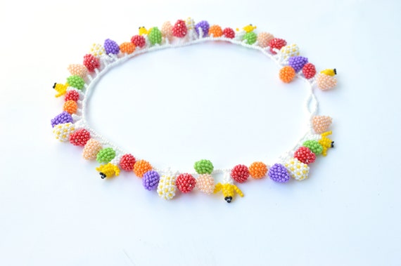 Fruits Beaded Charm Necklace for Women Colorful Fruit Choker - Etsy