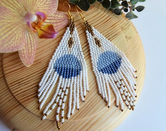 Air Beaded Fringe earrings/ 4 Elements/ sun /Tassel long handwoven/ boho jewelry/ gifts for her/ astrology jewelry