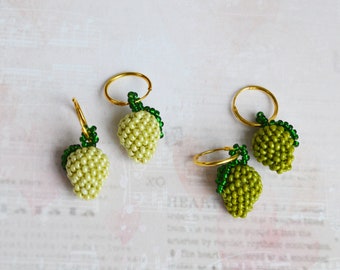 Beaded Hoop Earrings Olive Fruit Beads Charms blackberry trendy earrings Jewielry funny