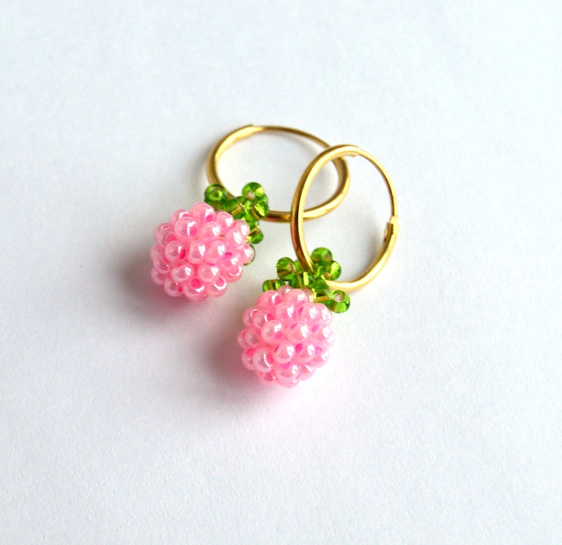 Tiny Pink Strawberry Bead Necklace for Women Fruit Necklace Etsy