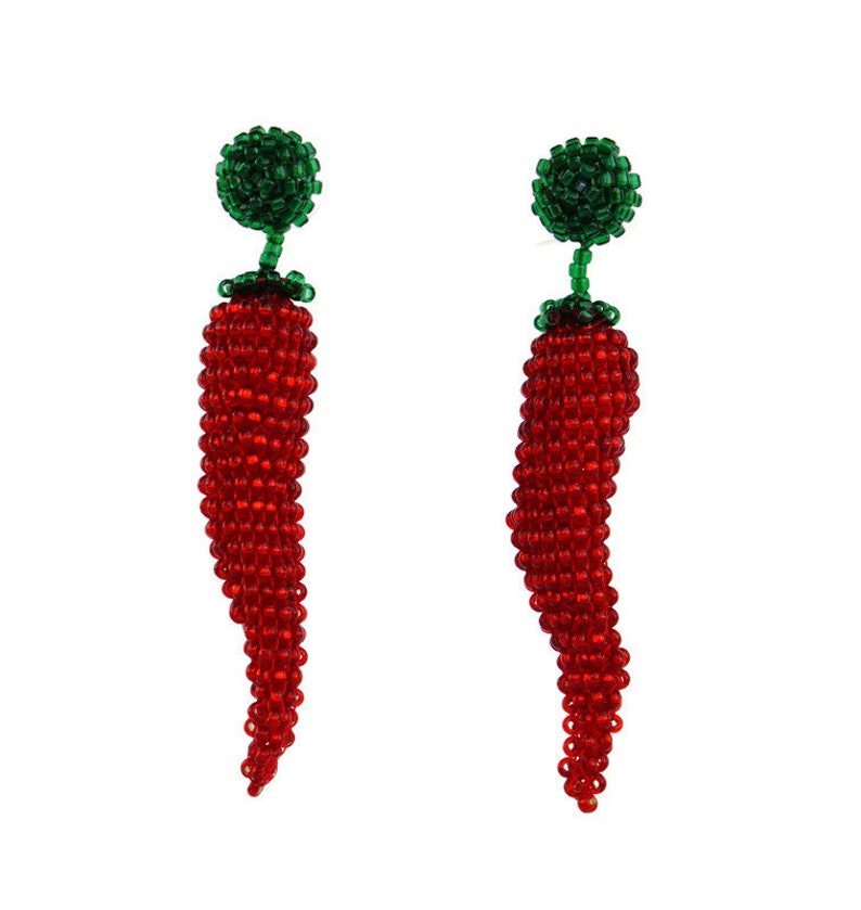 Red Hot Chili Pepper Earrings Beaded Food Earrings Etsy