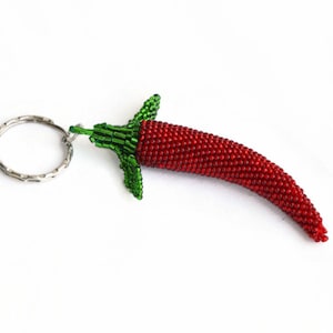 Beaded Chili Pepper Keychain for Women gift/ Car accessories for womens/ bag charm / Keyring /