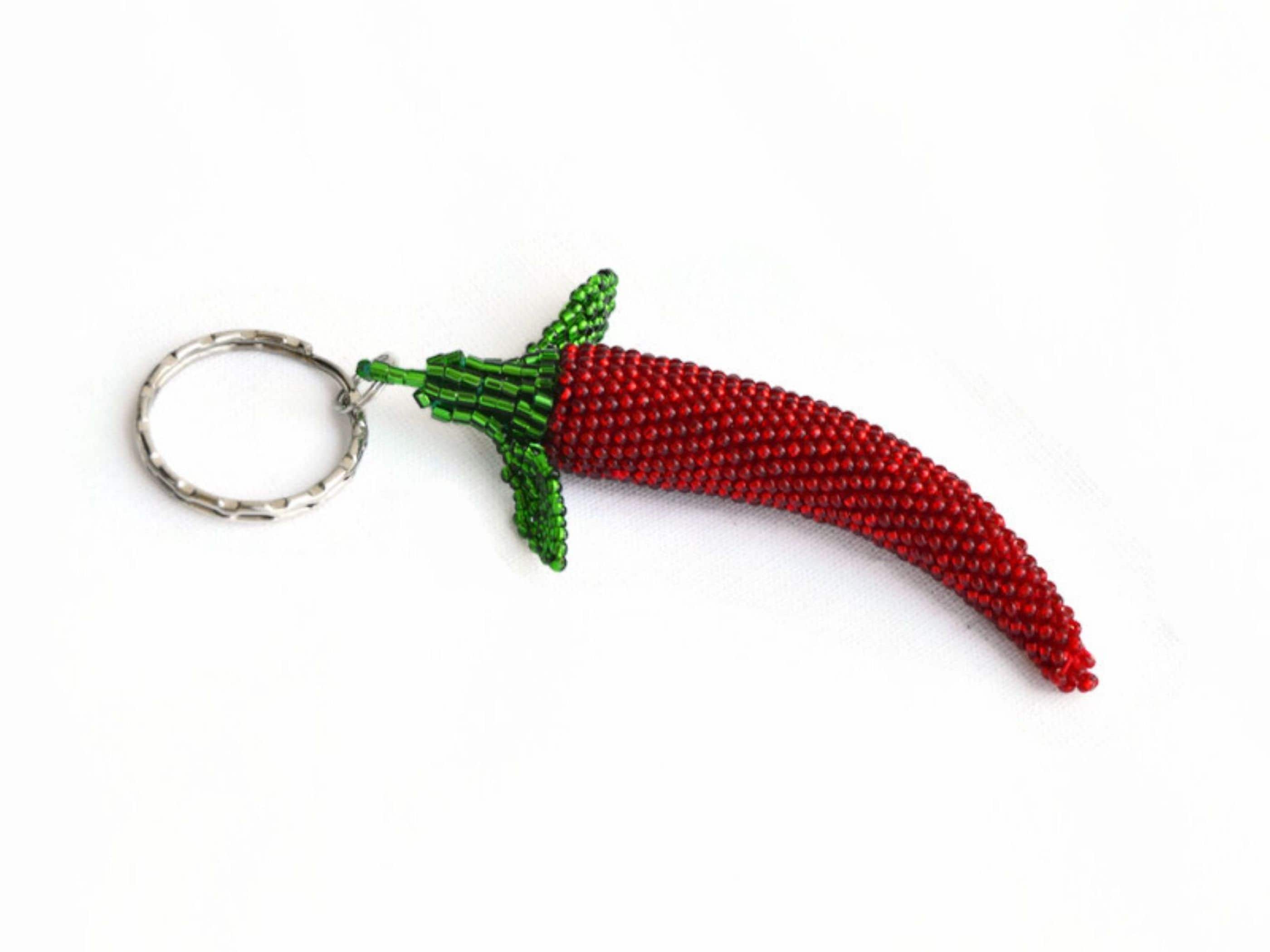 Beaded Chili Pepper Keychain for Women Gift/ Car Accessories for