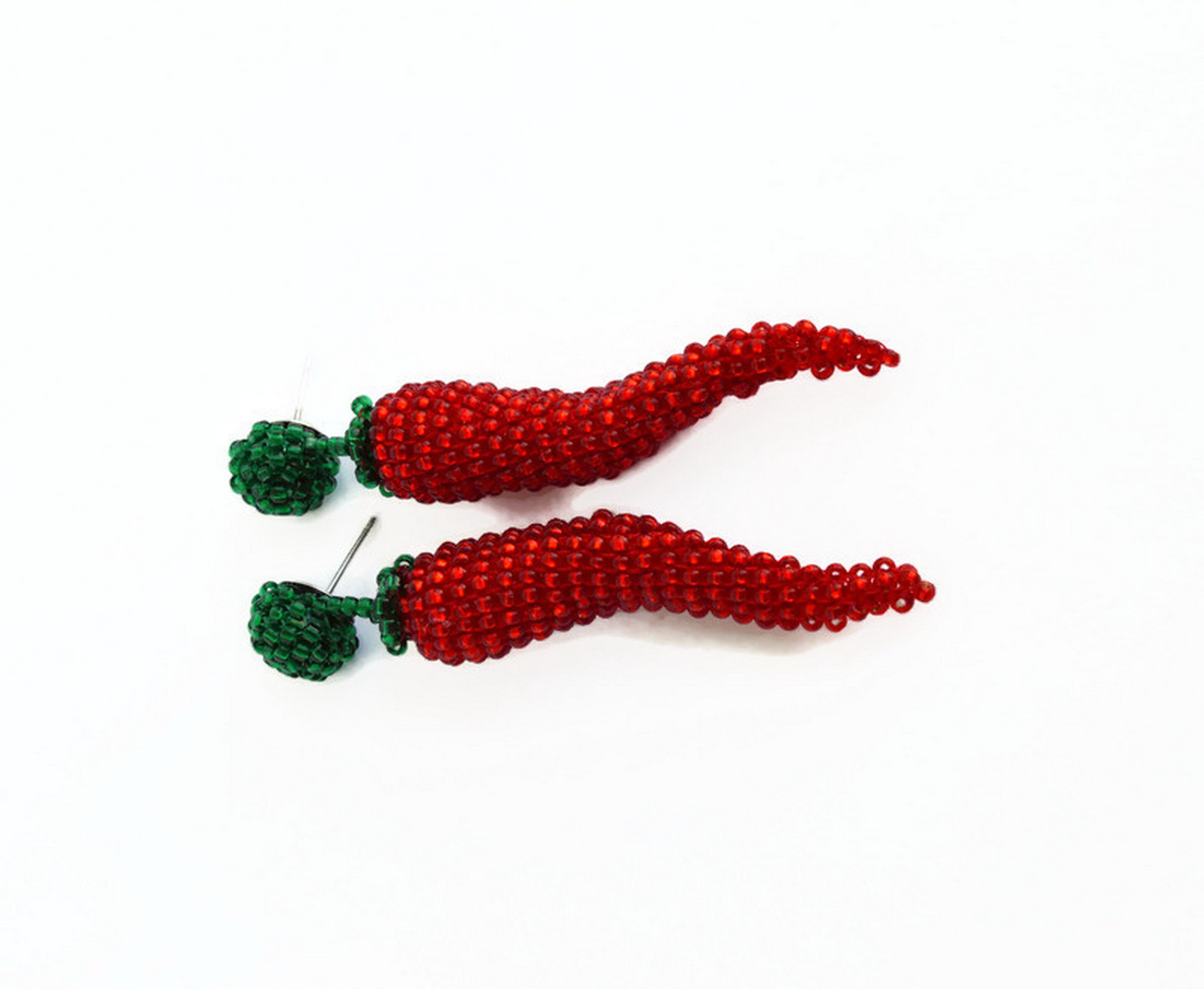 Red Hot Chili Pepper Earrings Beaded Food Earrings Etsy