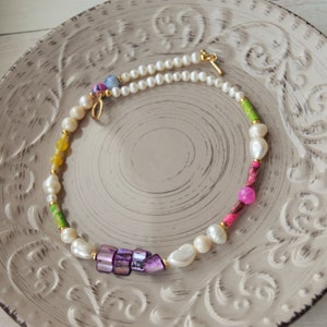 Pearl beaded choker necklace pearls jewelry for women necklace handmade