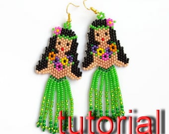 Beaded earrings tutorial/ Hula Girl /Brick Stitch Bead Weaving pattern / bead weaving