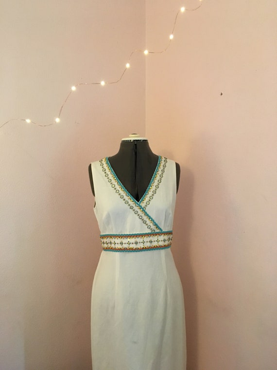 Depeche Mode Linen Summer Dress, Vintage 1970s
