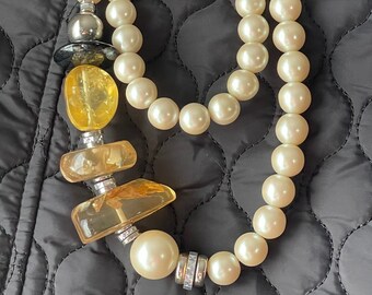 Vintage Japan Komatsu 30” Retro BoHo Chunky Statement Costume Necklace