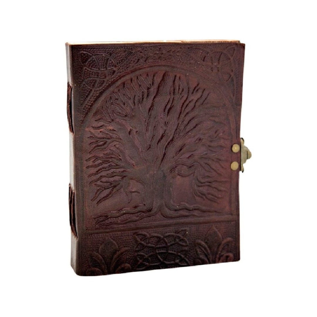 Red Brown Embossed Tree of Life Handmade Leather Journal Diary With ...