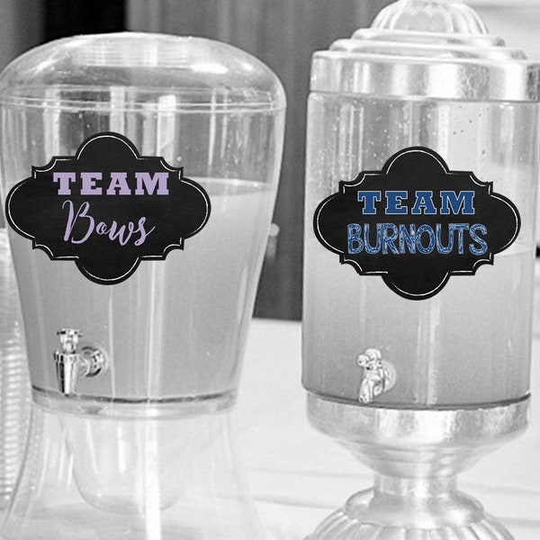 Team Bows Team Burnouts Gender Reveal, Purple and Navy Gender Reveal ideas, Gender Reveal Party Decoration, Gender Reveal Decor Printable