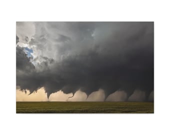 Tornado Evolution Canvas Art: Supercell Cyclone Sequence