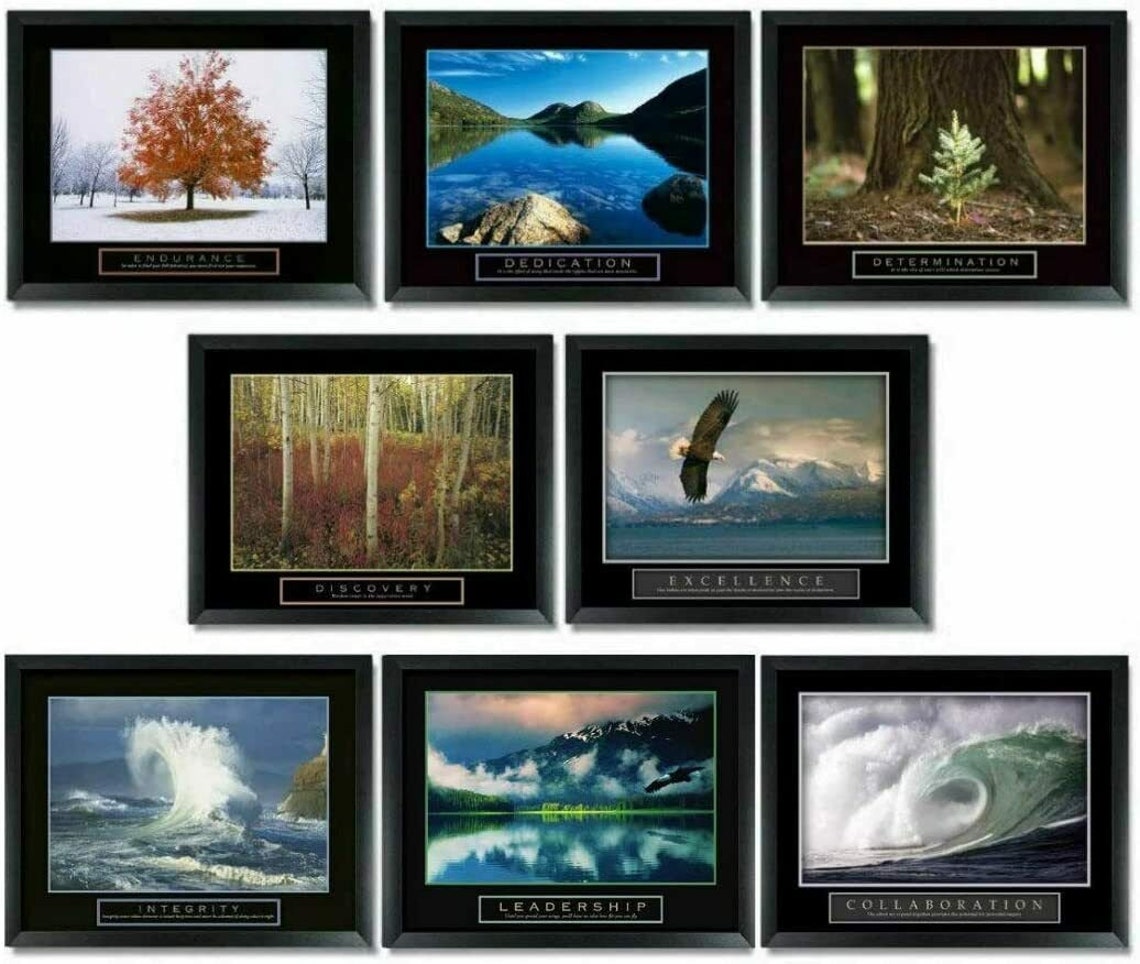 8 Framed Motivational Posters Inspirational Office Decor Etsy