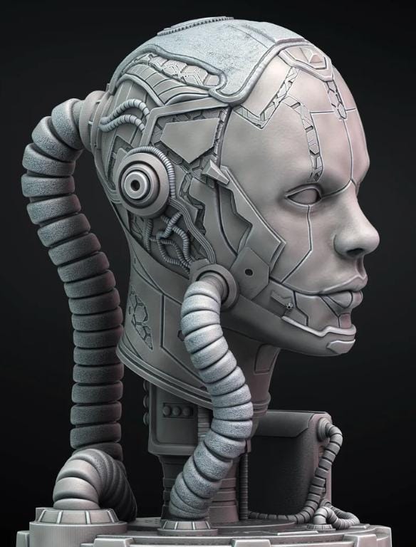 Cyborg Head Bust | Multiple Sizes (S-XL) | Statues & Figures | Robotic ...