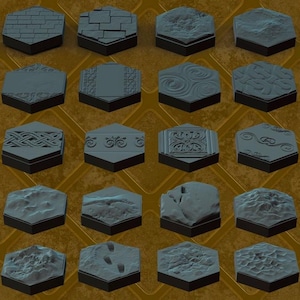 Magnetic Hex Terrain Tiles (1-27) Tabletop, Gloomhaven, DnD, Modular RPG Scenery