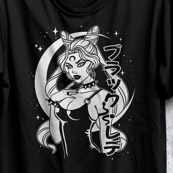 Black Lady Sailor Moon Goth Shirt, Pastel Goth Clothing, Soft Grunge, Nu Goth, Witchy Clothing, Aesthetic Clothing, Gothic Clothing, Unisex