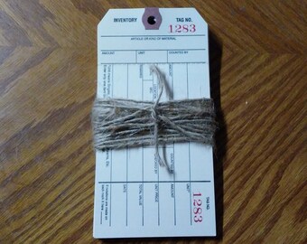 20 Large 3 1/8 x 6 1/4 Manila Inventory Perforated Tags for Junk Journals, Ephemera, Crafts, Journaling, Swaps, Happy Mail with Jute Twine