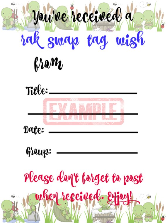 Cute Turtle You've Received Happy Mail Swap Insert Rak/Swap/Tag/Wish Printable Personalized Il_570xn