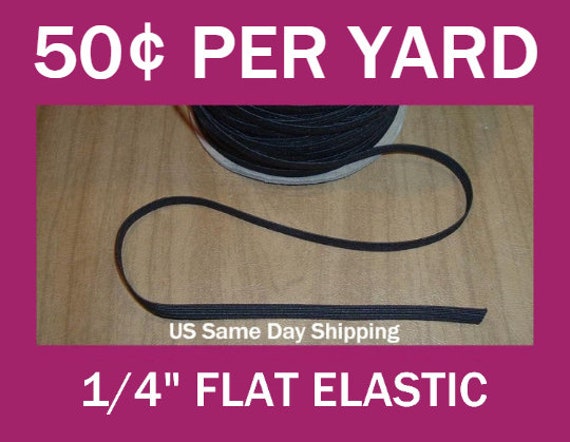 1/4" Inch Black Elastic by the Yard, Braided Flat Stretch Elastic, Mask DIY Ear Straps, Ties, Crafting Sewing Supply, Ready to Ship Today Il_570xn