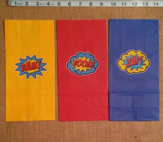 Superhero Superheroes Super Hero Speech Bubble Paper Party Favor Goodie Candy Treat Bags Loot Sacks Il_570xn