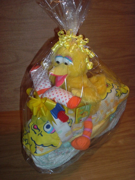 Sesame Street Big Bird Motorcycle Diaper Cake Centerpiece Baby Shower Gift Il_570xn