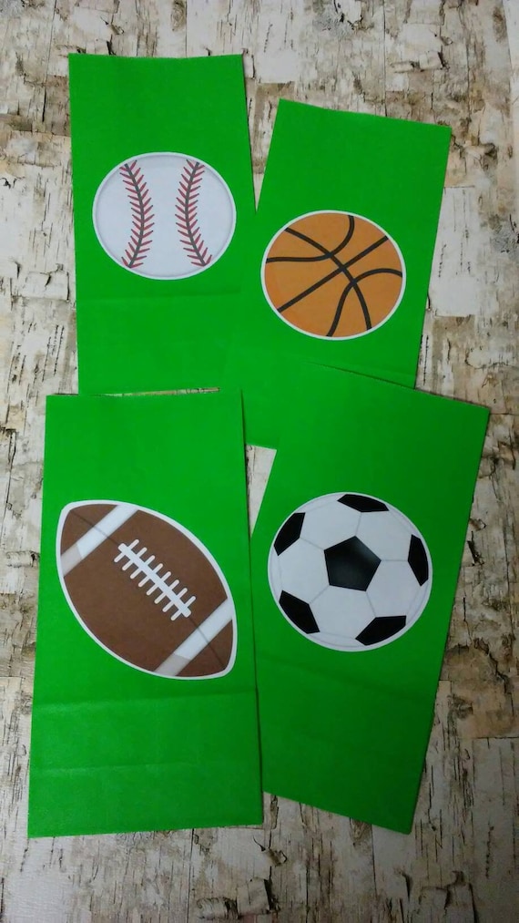 Sports Balls Football Baseball Soccer Basketball Paper Party Favor Goodie Candy Treat Bags Loot Sacks Birthday Party Il_570xn