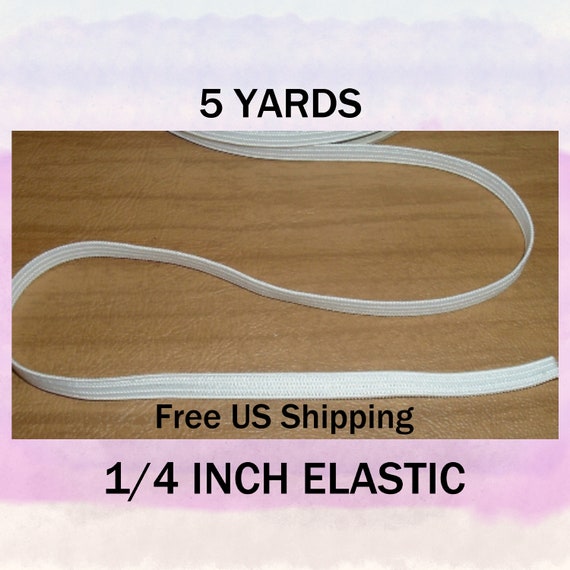 5 Yards White 1/4" Inch Knitted Elastic, Great for Making Masks, Ear Loops, Ties, Straps, Free Same Day Shipping from the US Il_570xn