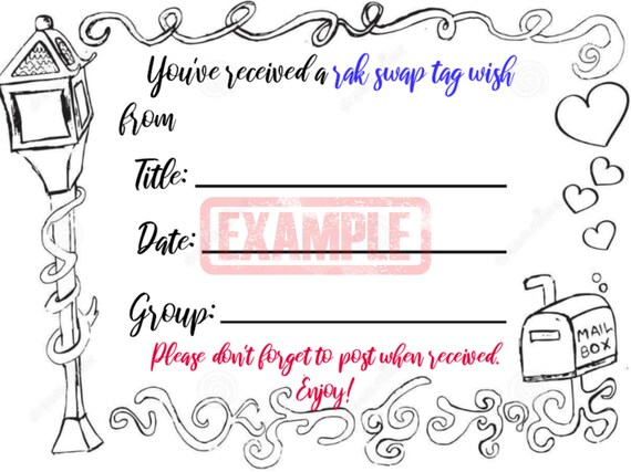 Mail Box Lamp Post You've Received Happy Mail Swap Insert Rak/Swap/Tag/Wish Printable Personalized Il_570xn