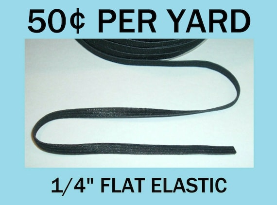 1/4" Inch Premium Black Elastic by the Yard, Knitted Flat Stretch Elastic, Mask DIY Ear Straps, Ties, Crafting Sewing Supply, Ready to Ship Il_570xn